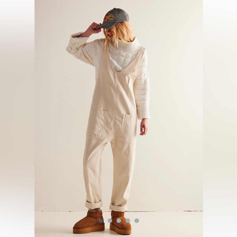 Free People Cream Jumpsuit